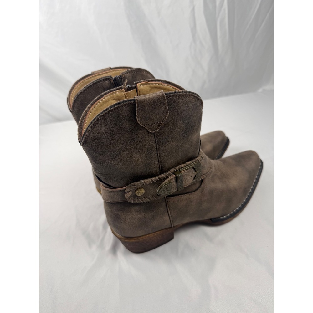 Roper Women's 8.5 Brown Western Cowboy Boots Buckle Harness Side Zip - Picture 4 of 7